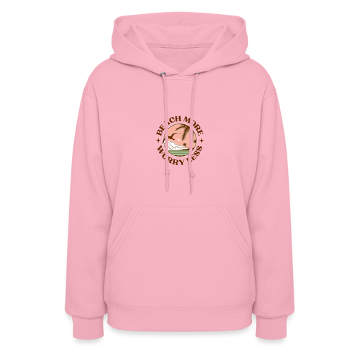 Beach More Worry Less Ladies Hoodie - classic pink