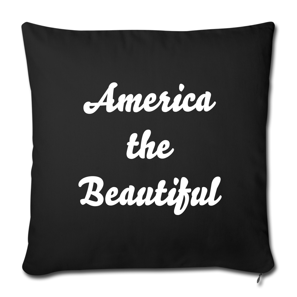 America the Beautiful Throw Pillow Cover - black