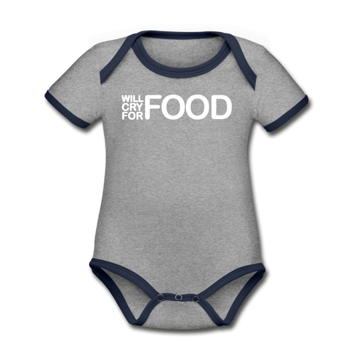 Will Cry For Food Baby - heather gray/navy