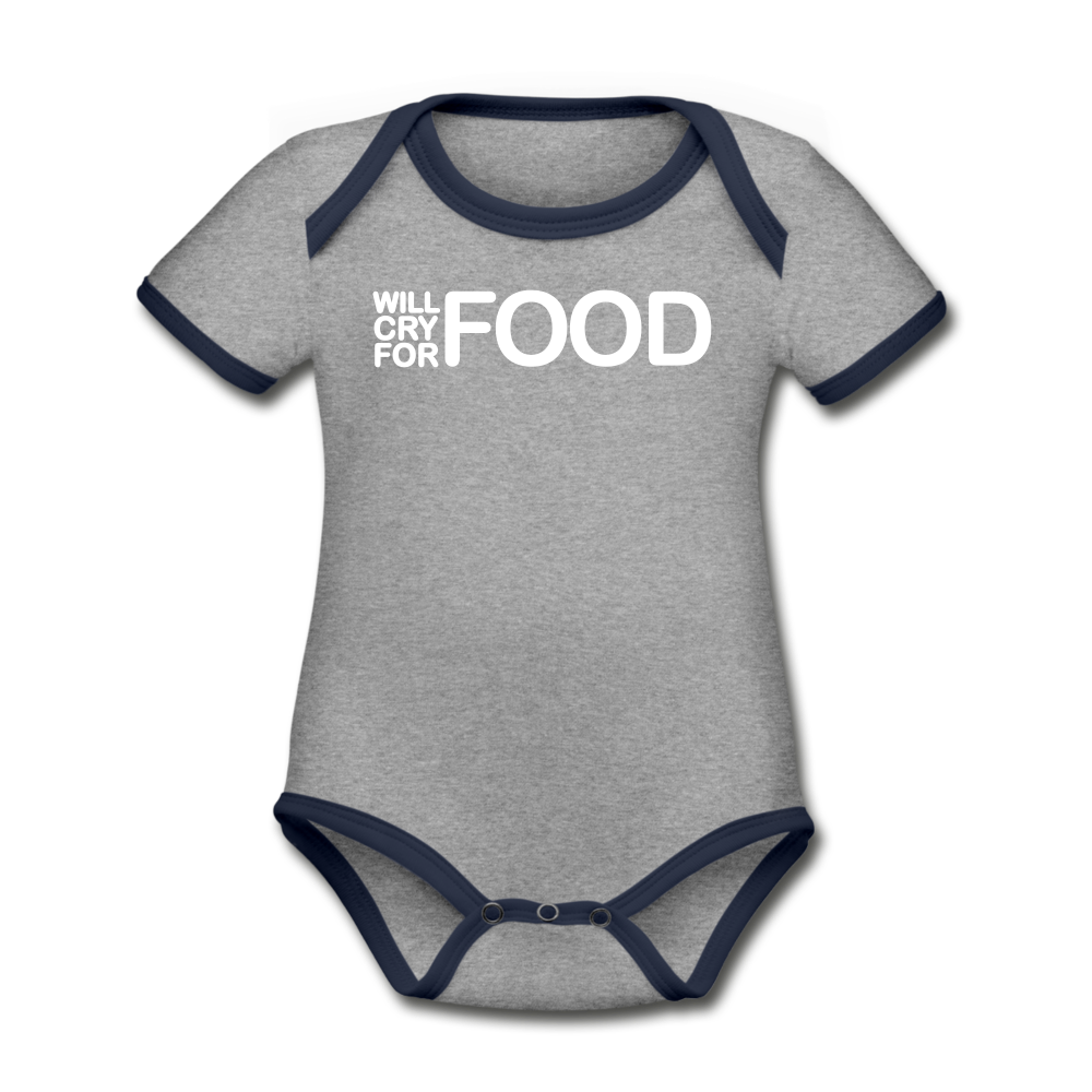 Will Cry For Food Baby - heather gray/navy