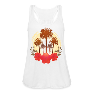 Hibiscus and Palms Flowy Tank - white